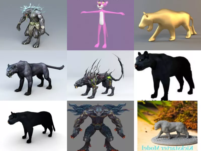 9 Panther Animal 3D Models Collection
