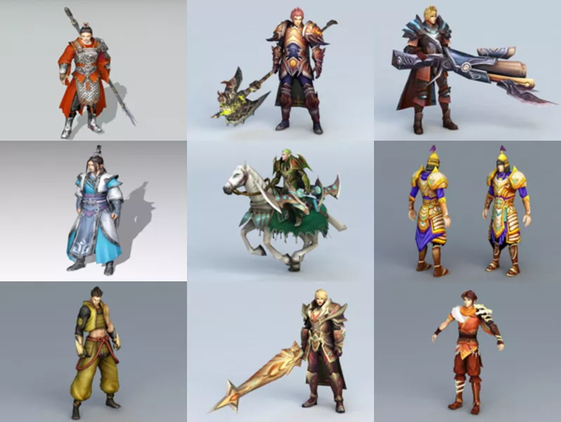 Download 12 Warrior Man Character 3D Models – Week 2020-45