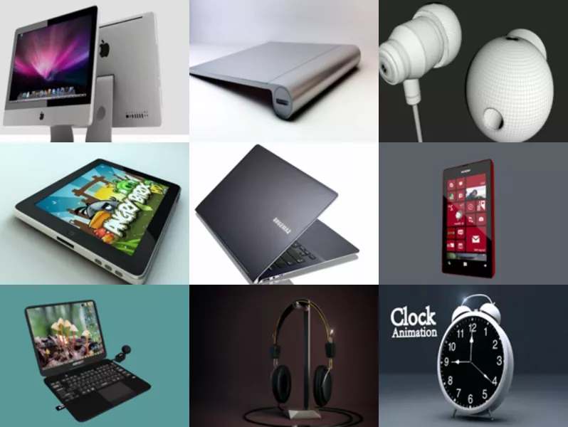 10 Free Cinema 4d 3D Models: Apple iMac, iPad, Laptop, Smartphone, Clock