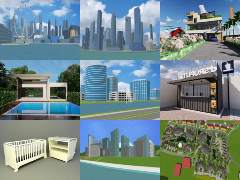10 Sketchup Free 3D Models: Villa, City Scene, Landscape, Urban Village
