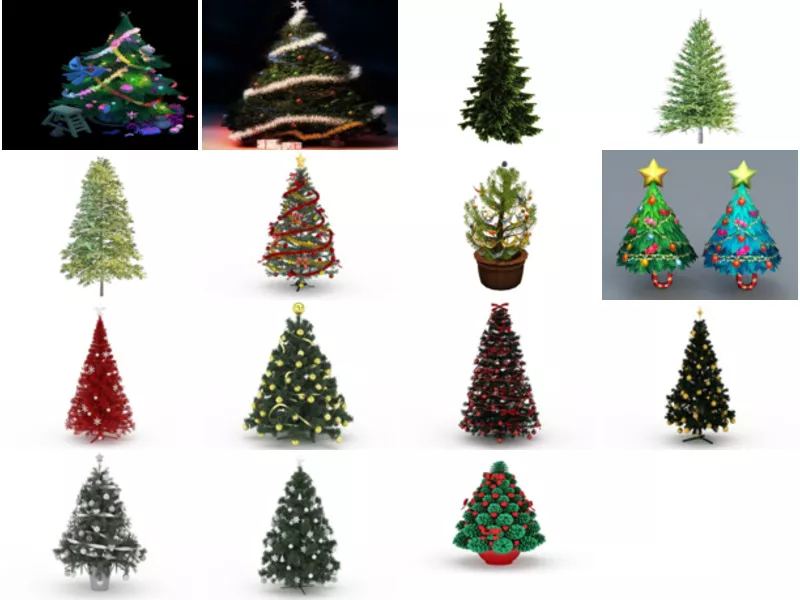 15 Christmas Pine Tree Free 3D Models Collection: Realistic with Decorating