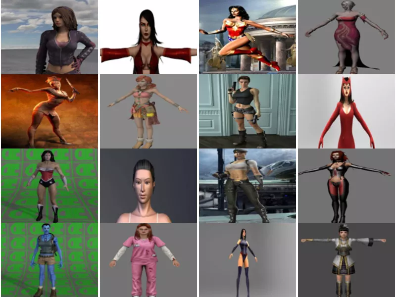 30 High Quality OBJ Character Free 3D Models: Realistic Beautiful Girl, Woman, Female