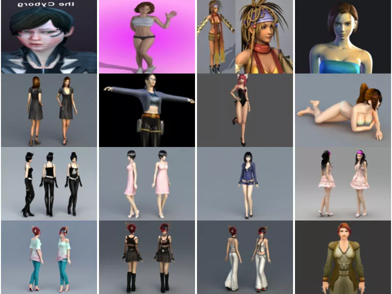 50 Files 3ds Max Character Free 3D Models: Realistic Female, Cute Girl, Beautiful Woman