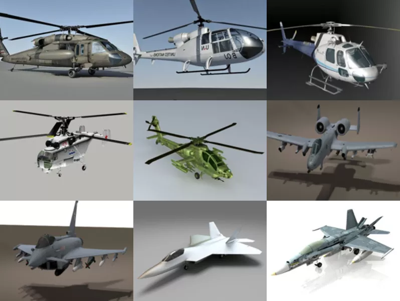 Top 10 3ds Max Aircraft 3D Models – 2020 Week 51: Helicopter, Fighter