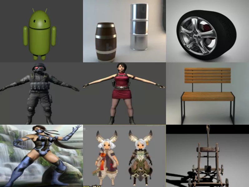 Top 10 Free FBX 3D Models: Woman, Girl, Soldier, Bench, House, Weapon
