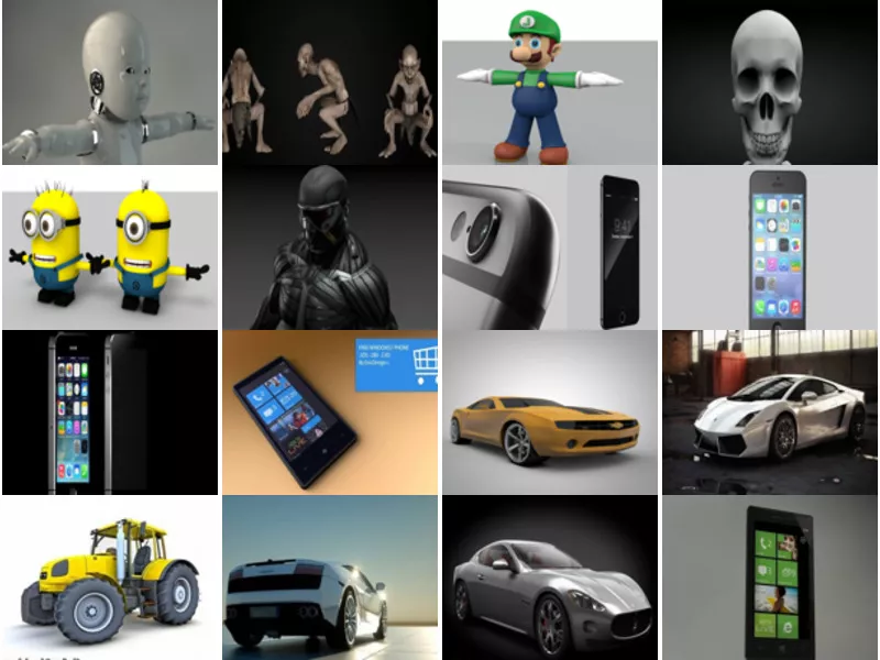 Top 30 Cinema 4D Free 3D Models 12/2020:  Character, Gadget, Phone, Car