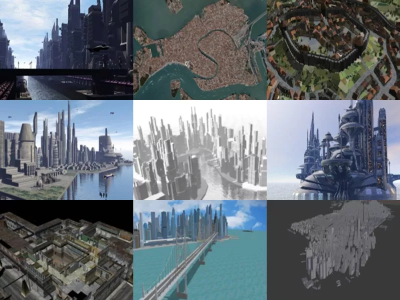 Download 10 Cityscape Architecture Free 3D Models: Manhattan, Venice, Havana, Medieval, Sci-fi City