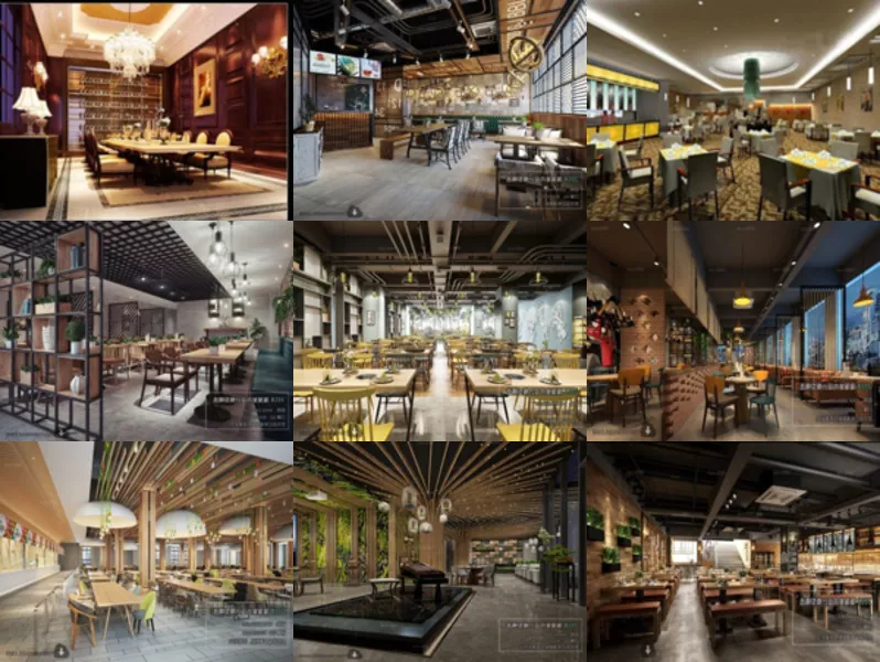 10 High Quality Restaurant 3ds Max Interior Scenes – Modern, Nordic, Chinese, Industrial, Luxury, Wedding style.