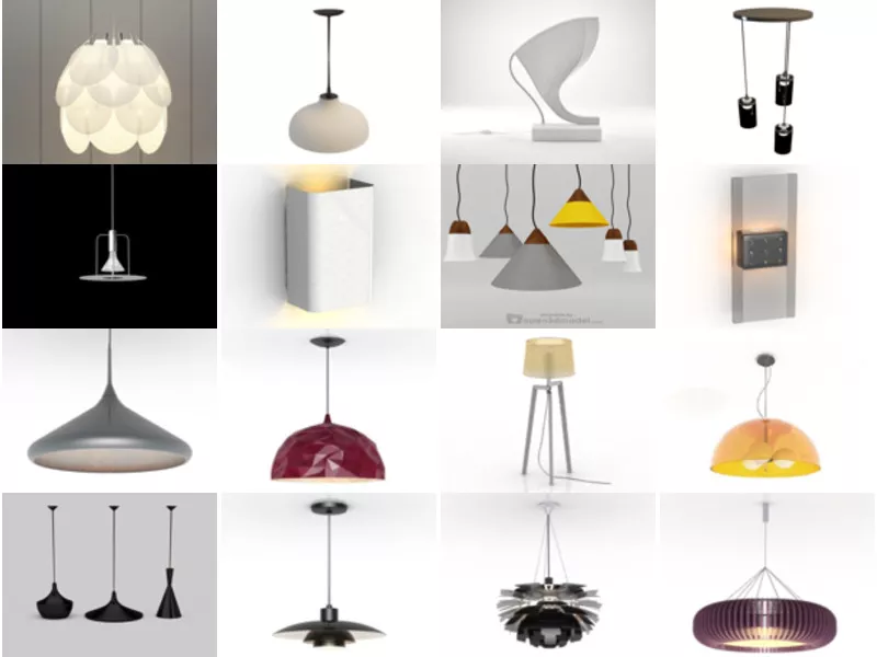20 Minimalist Lamp Free 3D Models – Modernism Lighting Furniture Collection