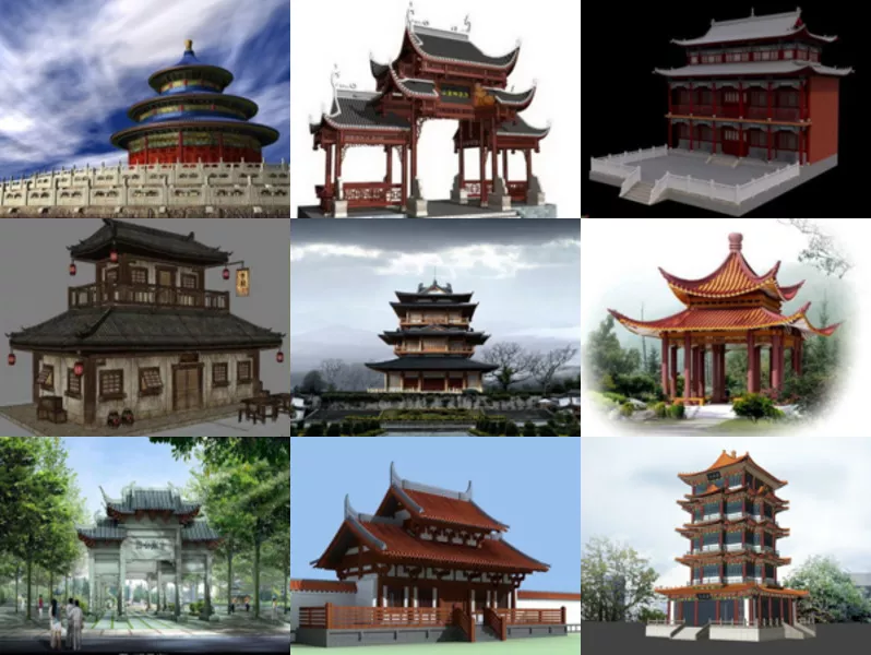 10 Free 3D Models Ancient Chinese Architecture Buildings: Temple, Pagoda, House, Gate, Pavilion