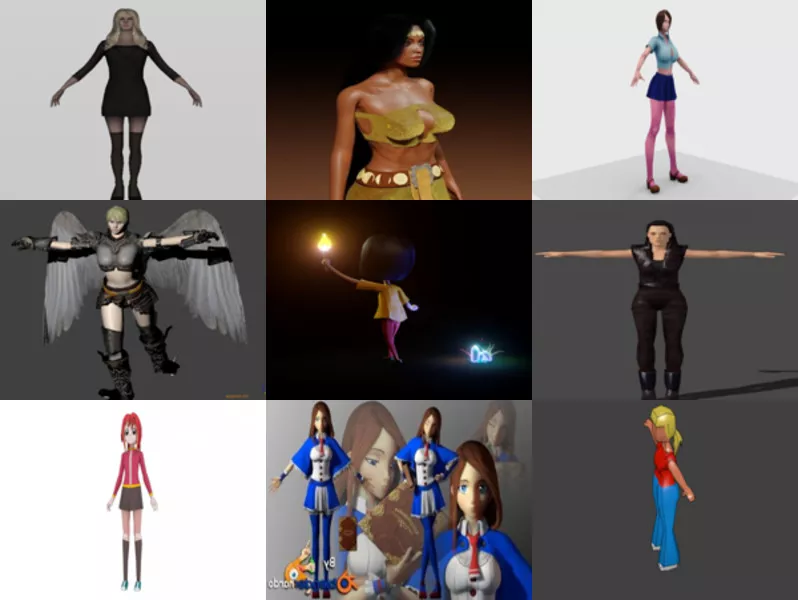Download 10 Girl Character Blender Free 3D Models 2021: Realistic, Cartoon & Animal Girls