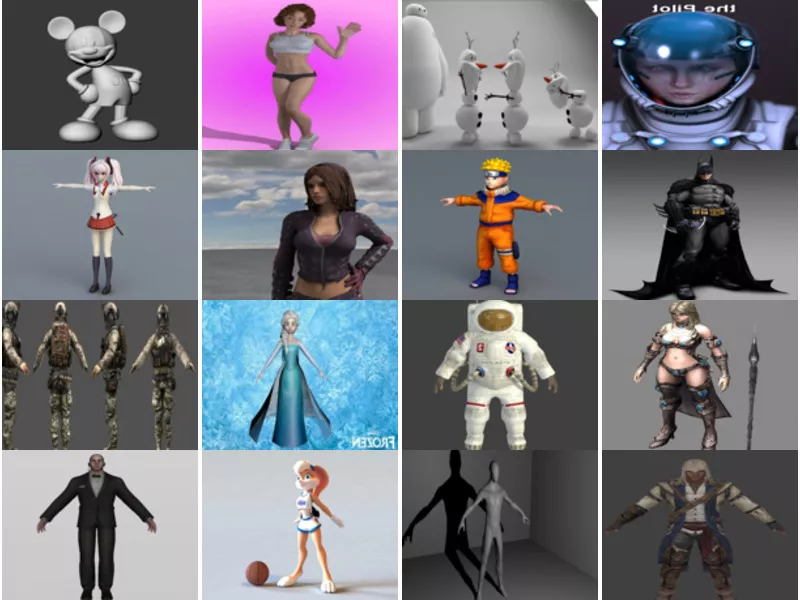 Top 30 Most Viewed OBJ Character 3D Models: Female, Girl, Cartoon, Animal, Robot, Soldier, Game Characters…