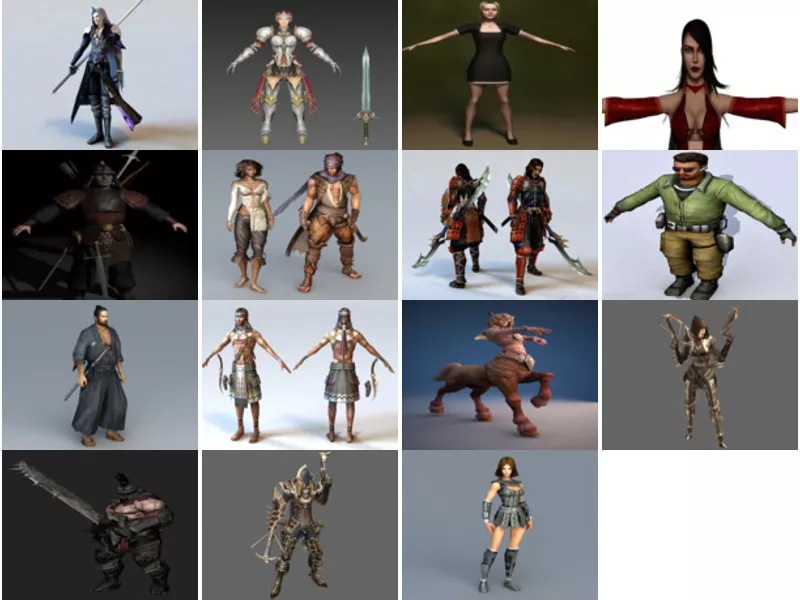 15 Realistic Warrior Character 3D Models: Anime Samurai, Medieval Female, Prince Of Persia, Ninja Samurai…