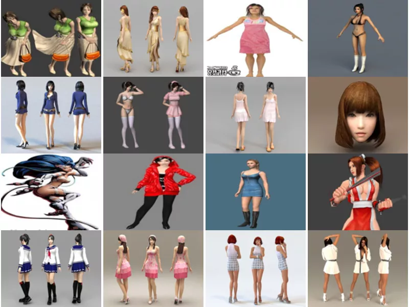 20 Beauty Girl Character 3ds Max Models: Pretty Woman, Young Girl, Bikini, School Girl…