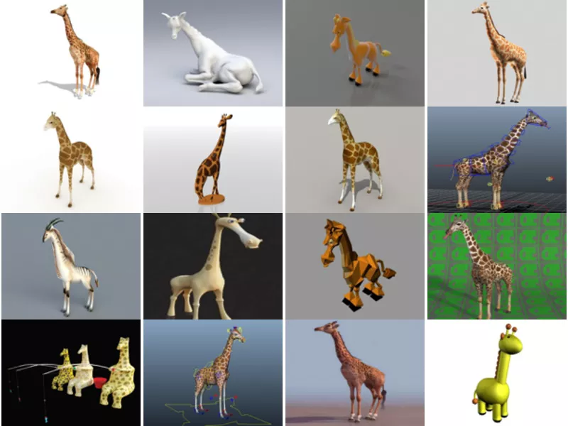19 High Detailed Giraffe 3D Models Collection