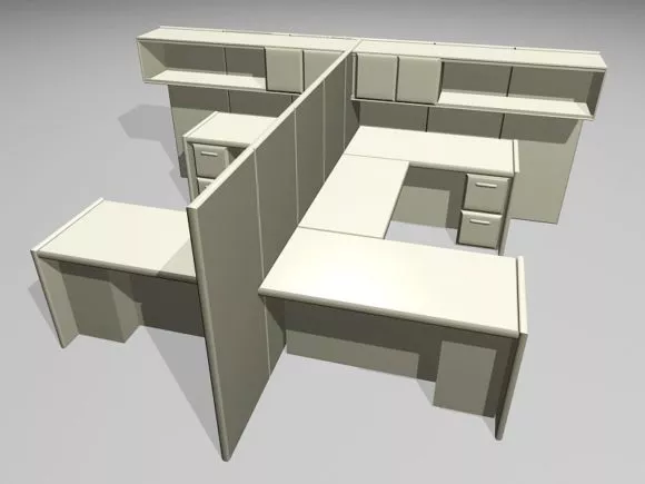Office Space Cubicle Module 3d model