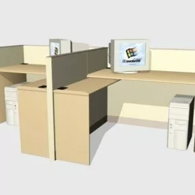 Two Person Office Desk Workspace 3d model