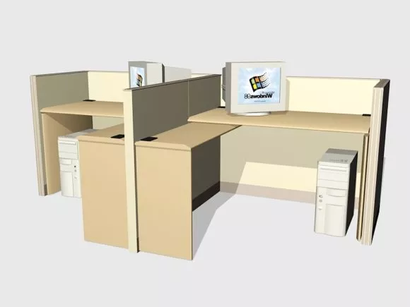 Office Cubicle Desk With Drawers 3d model