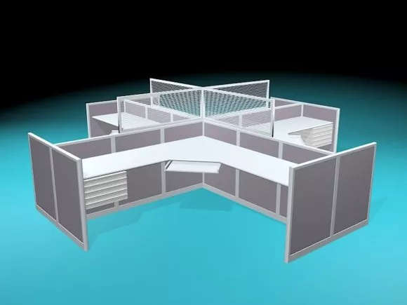 Cluster Cubicle Workstation 3d model Cluster Cubicle Workstation 3d model