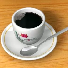 A Cup Of Coffee With Spoon 3d model