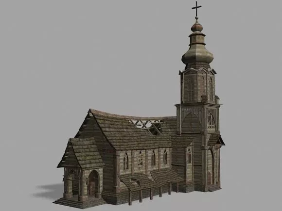 Medieval Cathedral Game Building 3d model