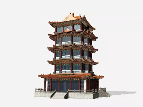 Chinese Garden Pavilion Hexagonal 3d model