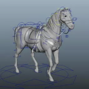 Animated Horse Walking With Rig 3d model
