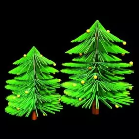 Snow Falling On Christmas Tree 3d model