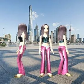 Anime Fashion Dancing Girl 3d model