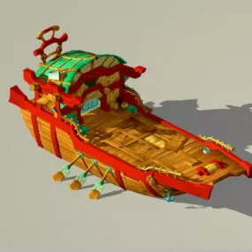 Cartoon Rowboat 3d model