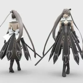 Anime Sword Fighter Female 3d model