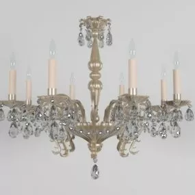 Antique Crystal Brass Chandelier 3d model