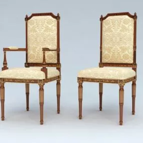 Antique Dining Chairs Set 3d model