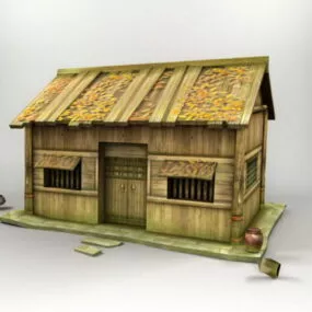 Medieval Log Cabin House 3d model