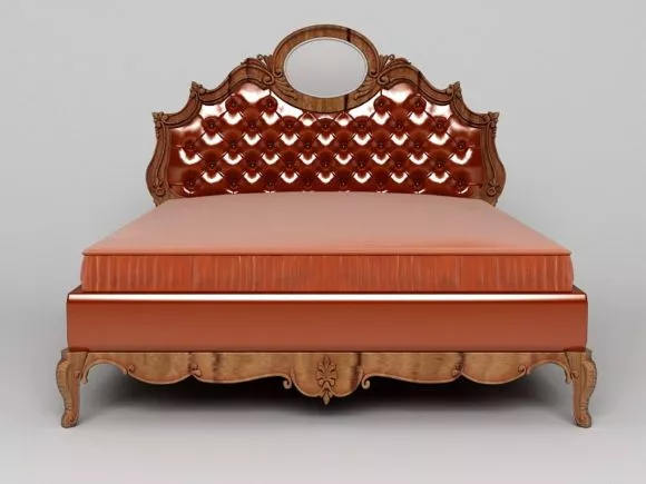 Double Bed With Red Mattress 3d model