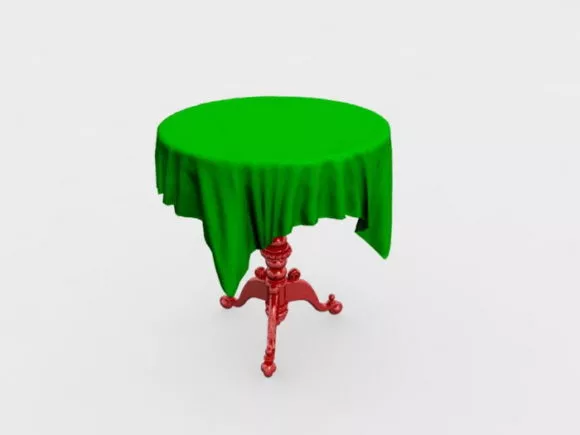 Antique Round Table With Tablecloth 3d model Antique Round Table With Tablecloth 3d model