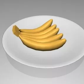 Yellow Banana On Plate 3d model