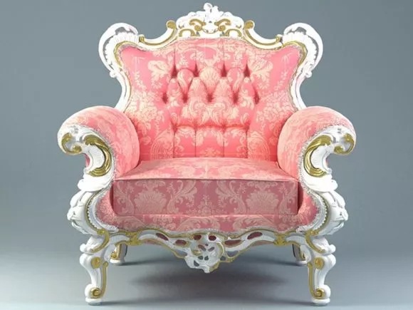 Vintage Upholstered Armchair Wood Case 3d model