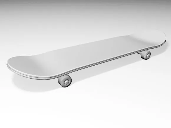 White Skateboard With Wheels 3d model