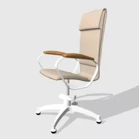 Beige Wheels Desk Chair 3d model