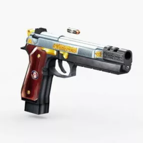 Old Beretta 92 Pistol 3d model