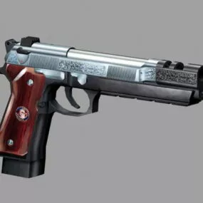 Beretta 92 Wood Grips Gun 3d model