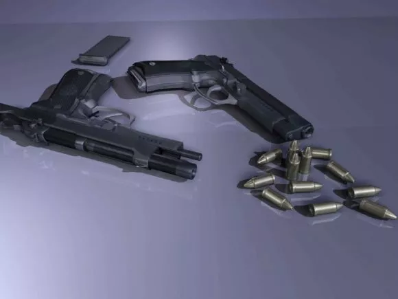 Beretta M9 Pistol With Ammo Shell 3d model Beretta M9 Pistol With Ammo Shell 3d model