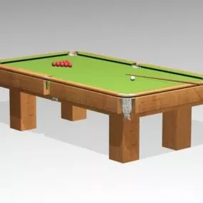 Billiards Pool Table With Ball And Cue 3d model