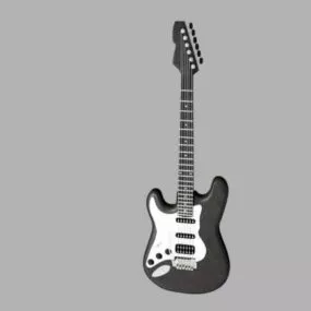 Black White Bass Guitar 3d model