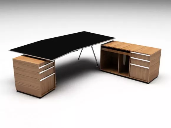 Office Desk With Under Cabinet 3d model