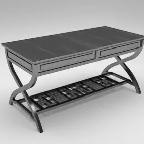 Black Wood Office Desk Antique Style 3d model