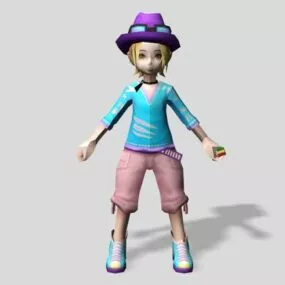 Cartoon Boy With Hat Character 3d model