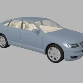 Old Blue Sedan Car 3d model