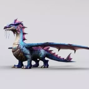 Blue Dragon Creature Character 3d model